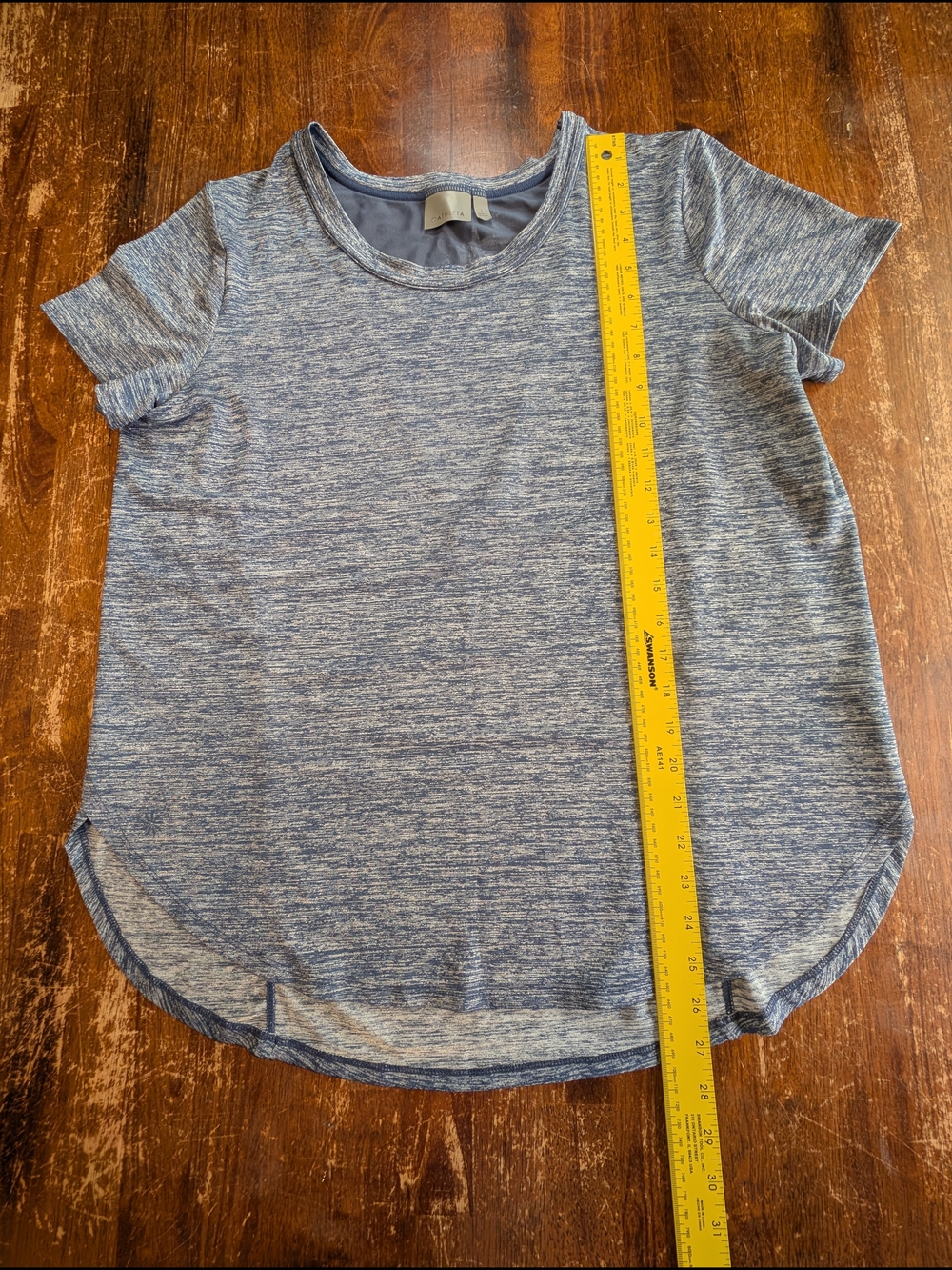 Athleta Blue Space Dye Shirt Womens L Side Split Mesh Back Activewear Casual Top - Picture 2 of 9